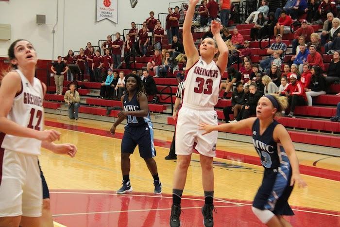 Freshman+guard+Halea+Petro+shoots+a+mid+range+jump+shot.+