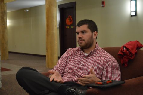 Andrew Utley, residential life coordinator, discusses a possible theme to “The Terrorist’s Son.”