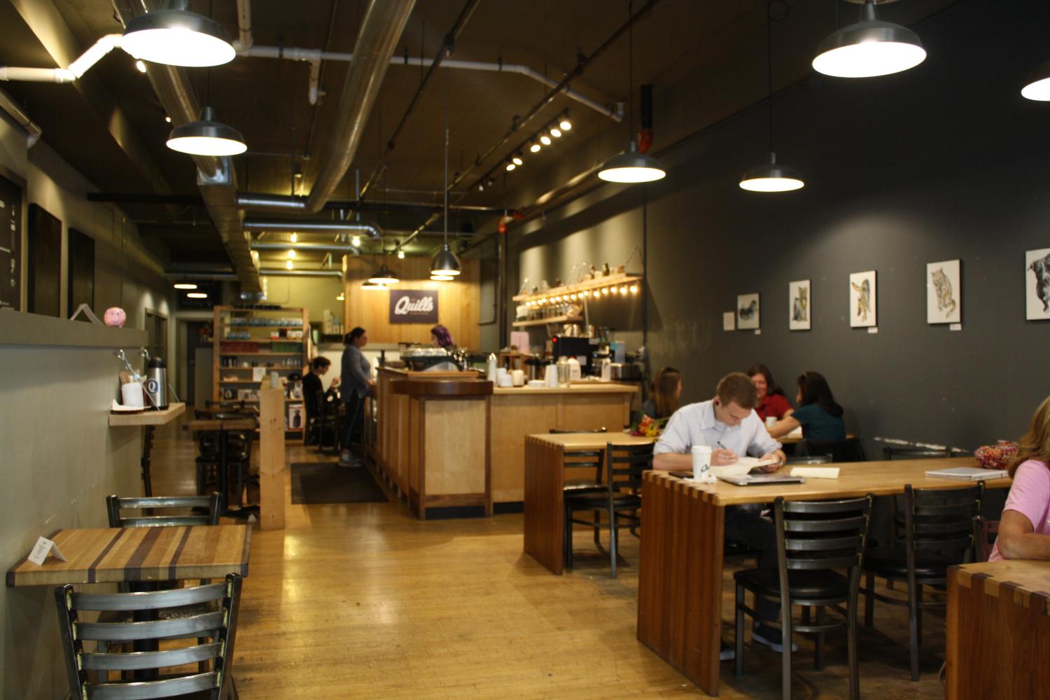 Quills+in+downtown+New+Albany%2C+just+after+the+hustle+and+bustle+of+the+New+Albany+Farmers+Market+rush.+Saturday+mornings+are+Quills%E2%80%99+busiest+day+of+the+week%2C+according+to+their+staff.+From+summer+to+mid-fall%2C+people+flock+to+the+farmer%E2%80%99s+market+and+often+look+for+a+place+to+hangout+and+grab+a+drink.