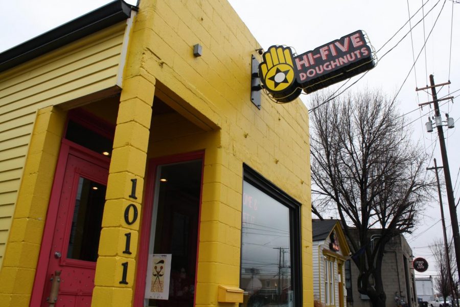 Hi-Five+Doughnuts+is+Louisville%27s+first+female+owned+and+operated+doughnut+storefront.+Located+on+1011+East+Main+Street+in+Butchertown%2C+the+shop+is+an+especially+popular+spot+for+locals+with+its+bright+colors+and+delicious+treats.