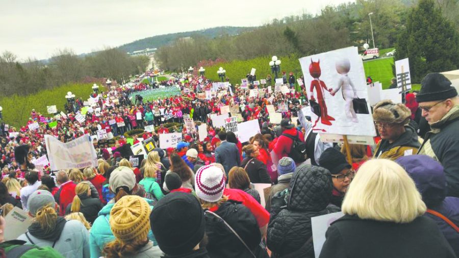 Hundreds+of+teachers+gathered+at+Kentucky%27s+Capitol+to+protest+the+passing+of+the+new+budget+bill.+Photo+courtesy+of+Jennifer+Van+Bever%2C+alumna+who+received+her+master%27s+degree+in+secondary+education+at+IU+Southeast.
