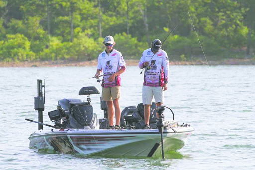 IU Southeast Bass Fishing duo of Gavin Lagle, left, and Atom Ward, right, looking to get a bite during the Carhartt Bassmaster College National Championship.