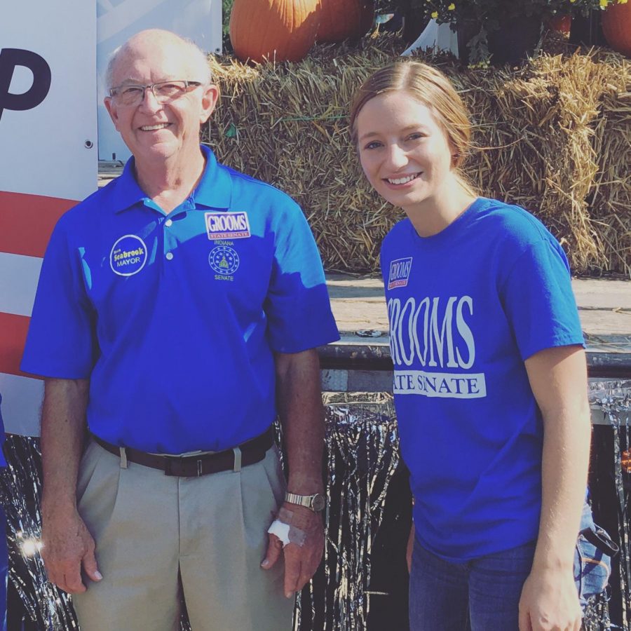 Kimberly+Wrigley+%28right%29+worked+at+Ron+Grooms%E2%80%99+booth+at+this+year%E2%80%99s+Harvest+Homecoming+parade.+Wrigley%E2%80%99s+other+responsibilities+on+the+campaign+include+calling+news+stations+to+arrange+interviews%2C+delivering+yard+signs%2C+going+door-to-door+to+talk+to+voters+and+helping+at+other+events+and+community+festivals.