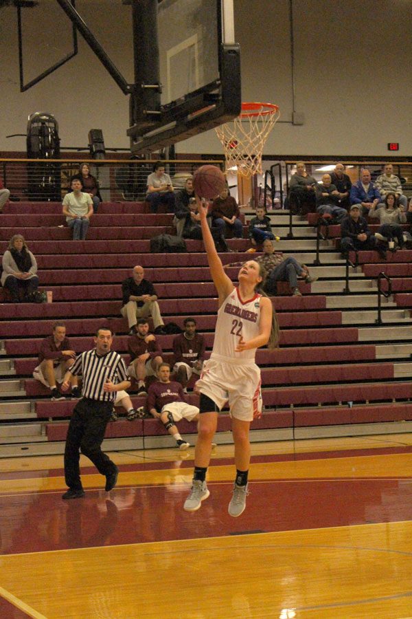 Junior Ariana Sandefur moves for a fast break layup in the second half of IU Southeast's 77-67 win over Carlow University.