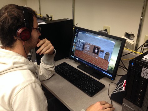  Justin Jarvis, music performance freshman, plays Barony for the first time. Jarvis was the first to test the game during the public testing held on Oct. 24 in the Life Sciences Building. 