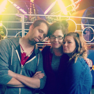 Horizon Editors  Zak Kerr, Aprile Rickert and Taylor Ferguson after riding the tilt-a-whirl at Harvest Homecoming .