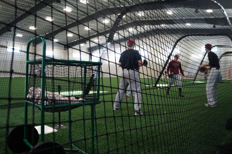 he new facility has batting cages, a bullpen and is carpeted with sports turf.