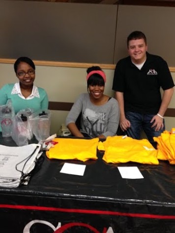 Sociology junior and SGA chief justice Angel Russell, international studies sophomore and SGA senate pro tempore Rebecca Nesbitt and criminal justice freshman and SGA press secretaryGreg Huda represent the SGA during the