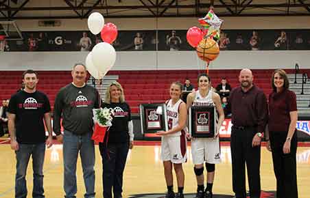 Seniors Mary Dye and Katie Slavey were honored on homecoming and senior night on Saturday, Feb. 24.