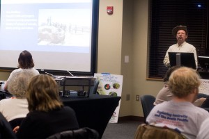 David Taylor, professor of biology, head of the biology department and the main Field Biology instructor, speaks to the audience about the Field Biology program. 