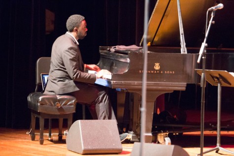 Pianist Brandon Cordoba playing his solo during the 11th Mood of the Langston Hughes Project concert