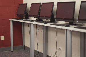 A row of standing computers were added into the Crestview Lab.