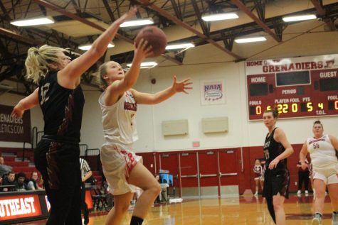 Freshman Lauren Lambdin goes up for a shot in the first half against IU East