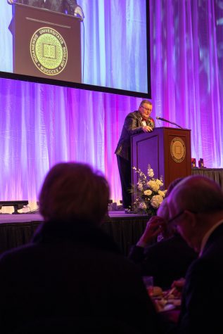 Chancellor Wallace delivers his keynote speech to begin the night.